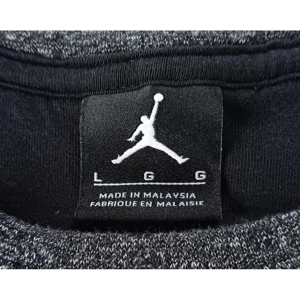 Nike Air Jordan Sweatshirt Mens L Grey‎ Zip Pockets Icon Logo Fleece Crewneck